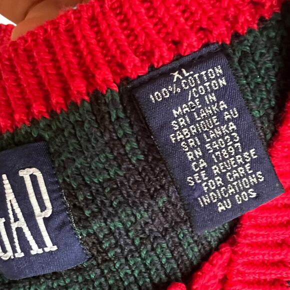 Vintage Gap Red Cable Knit Sweater Vest Tunic Size XL Preppy - Picture 6 of 8